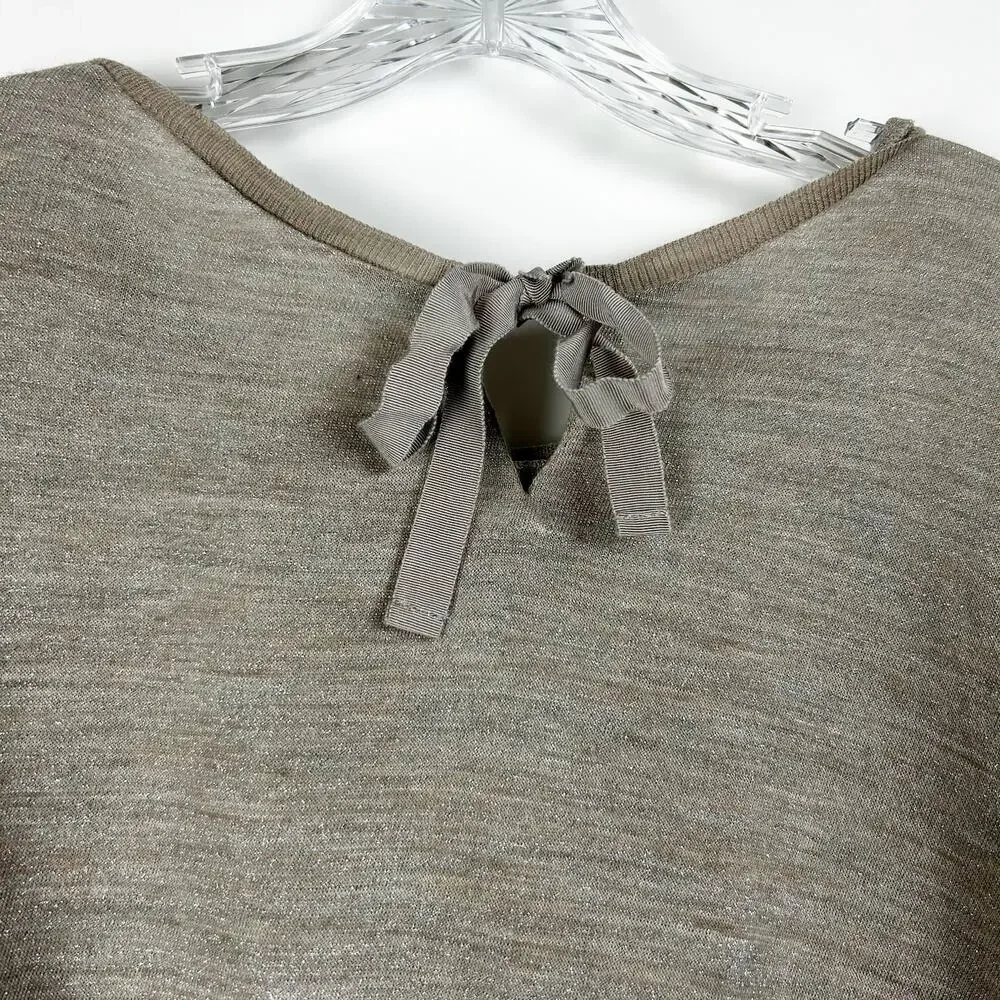 LOFT Metallic Bow Dolman Sleeve Wool Blend Top Party Night Out Womens Size S - Picture 8 of 12